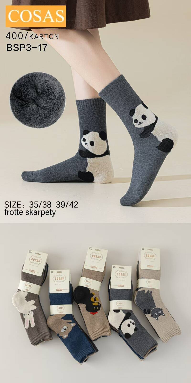 Skarpety damskie Roz 35-42, Mix kolor Paczka 40 szt